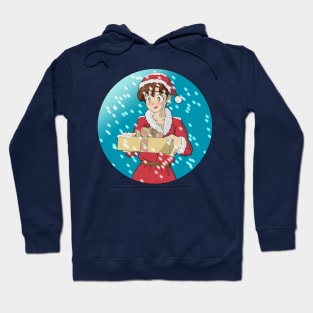 Christmas Anime Girl Present Hoodie